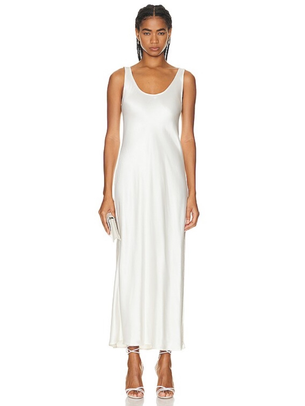 ENZA COSTA Satin Tank Dress in Cloud 1 S